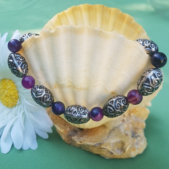 💜 Purple Agate Filigree Bracelet - Picture 7 of 7